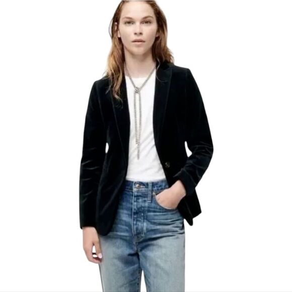 J. Crew Parke Black Velvet Blazer Suit Jacket Size 2 - Picture 1 of 12
